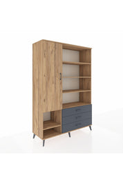 Hyperion Dolap 9 Raflı 3 Çekmeceli Tek Kapaklı  132x44x195 Çam-Çam/Antrasit