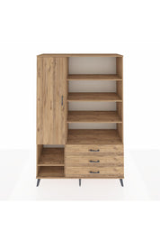 Hyperion Dolap 9 Raflı 3 Çekmeceli Tek Kapaklı  132x44x195 Çam-Çam/Çam