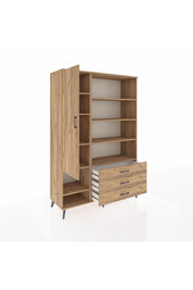 Hyperion Dolap 9 Raflı 3 Çekmeceli Tek Kapaklı  132x44x195 Çam-Çam/Çam