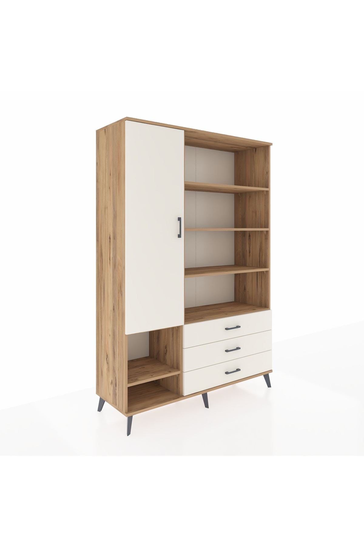 Hyperion Dolap 9 Raflı 3 Çekmeceli Tek Kapaklı  132x44x195 Çam-Aytaşı/Aytaşı