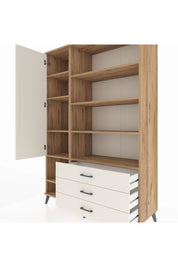 Hyperion Dolap 9 Raflı 3 Çekmeceli Tek Kapaklı  132x44x195 Çam-Aytaşı/Aytaşı