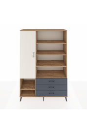 Hyperion Dolap 9 Raflı 3 Çekmeceli Tek Kapaklı  132x44x195 Çam-Aytaşı/Antrasit