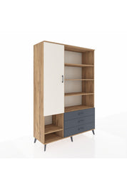 Hyperion Dolap 9 Raflı 3 Çekmeceli Tek Kapaklı  132x44x195 Çam-Aytaşı/Antrasit