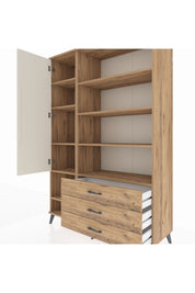 Hyperion Dolap 9 Raflı 3 Çekmeceli Tek Kapaklı  132x44x195 Çam-Aytaşı/Çam