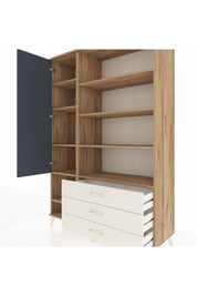 Hyperion Dolap 9 Raflı 3 Çekmeceli Tek Kapaklı  132x44x195 Çam-Antrasit/Aytaşı