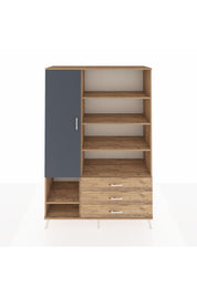Hyperion Dolap 9 Raflı 3 Çekmeceli Tek Kapaklı  132x44x195 Çam-Antrasit/Çam