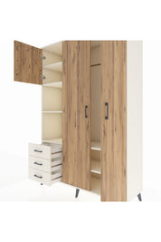 Hyperion Dolap 6 Raflı 3 Çekmeceli Tek Askılı 132x44x195 Aytaşı-Çam/Aytaşı