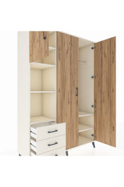 Hyperion Dolap 6 Raflı 3 Çekmeceli Tek Askılı 132x44x195 Aytaşı-Çam/Aytaşı