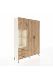 Hyperion Dolap 6 Raflı 3 Çekmeceli Tek Askılı 132x44x195 Aytaşı-Çam/Çam