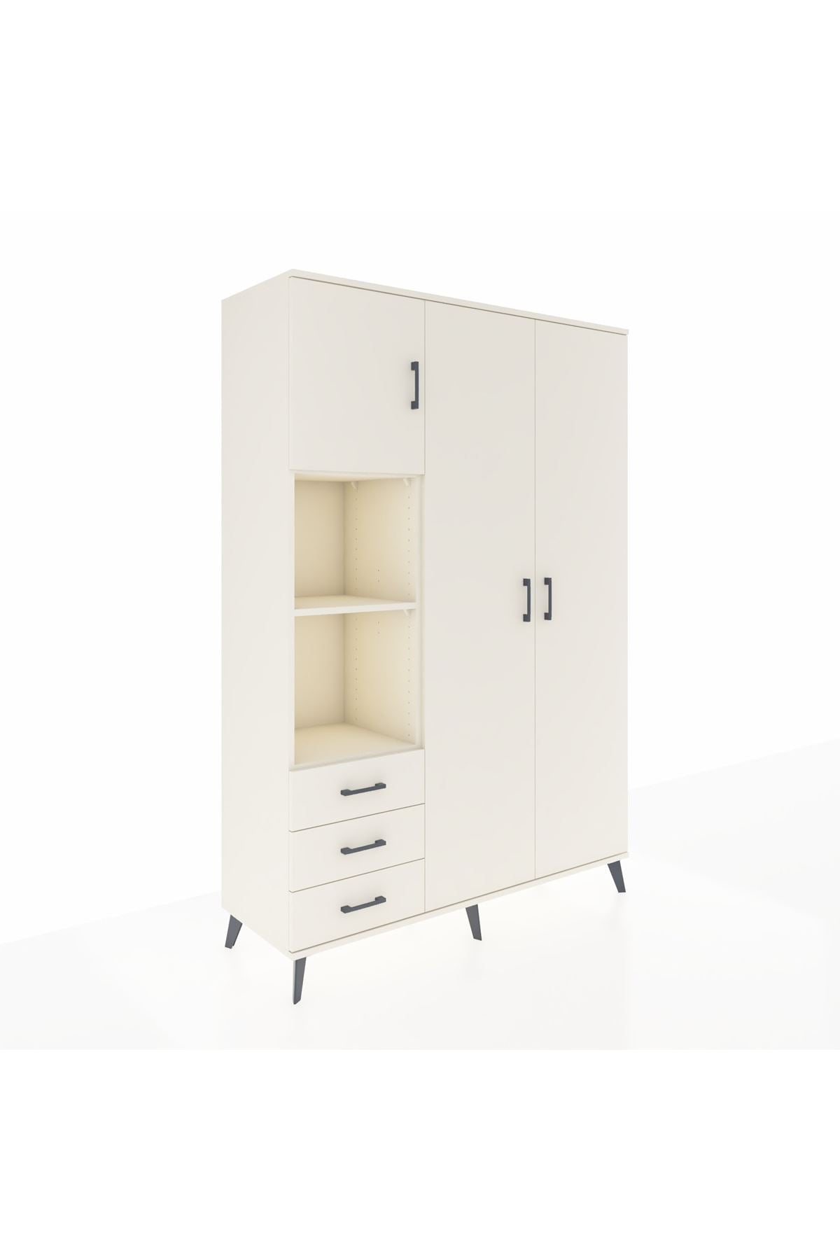 Hyperion Dolap 6 Raflı 3 Çekmeceli Tek Askılı 132x44x195 Aytaşı-Aytaşı/Aytaşı