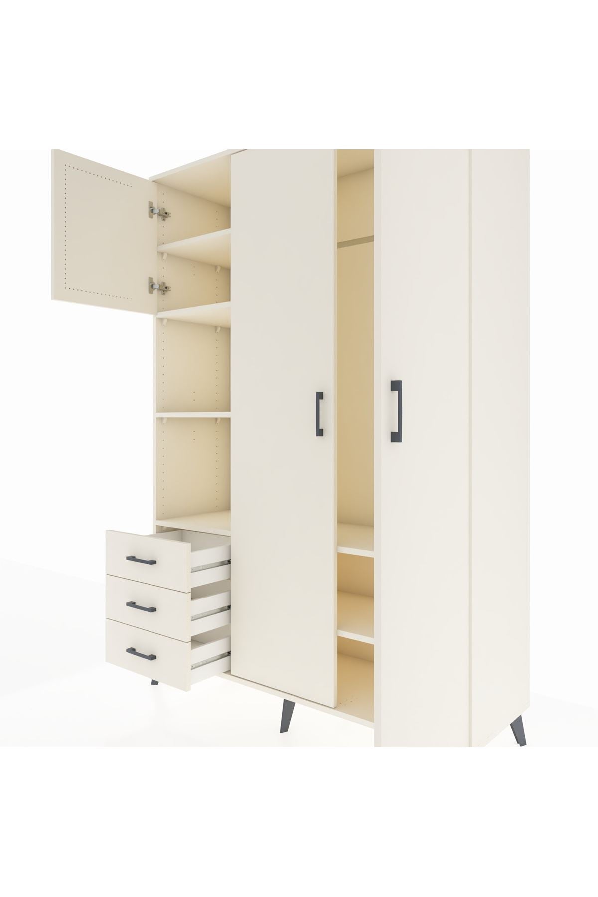 Hyperion Dolap 6 Raflı 3 Çekmeceli Tek Askılı 132x44x195 Aytaşı-Aytaşı/Aytaşı