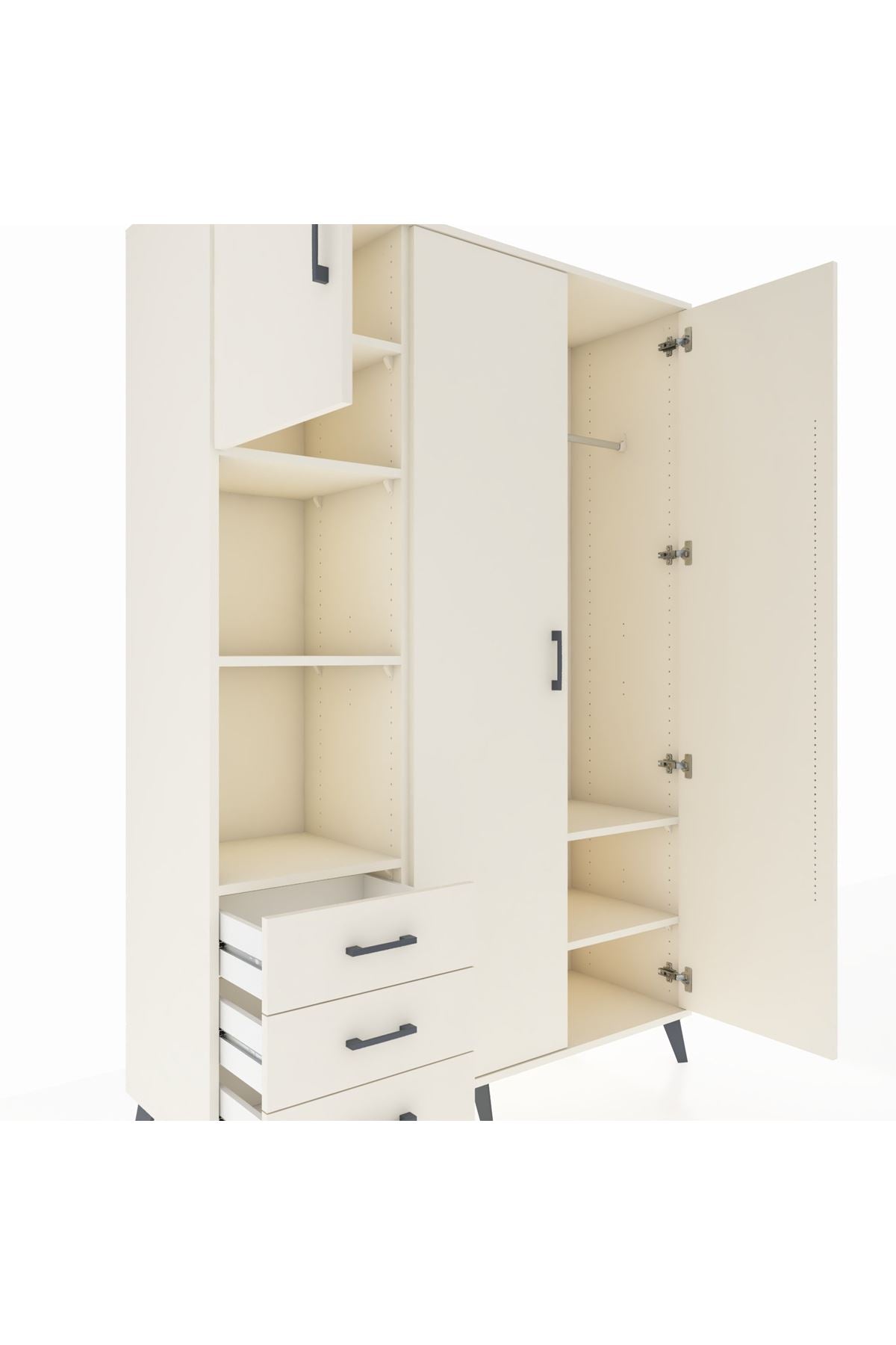 Hyperion Dolap 6 Raflı 3 Çekmeceli Tek Askılı 132x44x195 Aytaşı-Aytaşı/Aytaşı