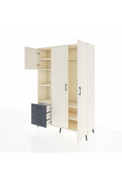 Hyperion Dolap 6 Raflı 3 Çekmeceli Tek Askılı 132x44x195 Aytaşı-Aytaşı/Antrasit