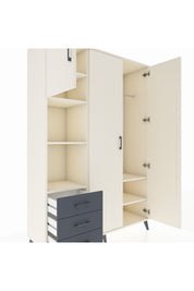 Hyperion Dolap 6 Raflı 3 Çekmeceli Tek Askılı 132x44x195 Aytaşı-Aytaşı/Antrasit