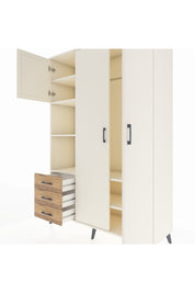 Hyperion Dolap 6 Raflı 3 Çekmeceli Tek Askılı 132x44x195 Aytaşı-Aytaşı/Çam