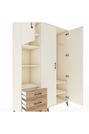 Hyperion Dolap 6 Raflı 3 Çekmeceli Tek Askılı 132x44x195 Aytaşı-Aytaşı/Çam