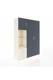 Hyperion Dolap 6 Raflı 3 Çekmeceli Tek Askılı 132x44x195 Aytaşı-Antrasit/Aytaşı