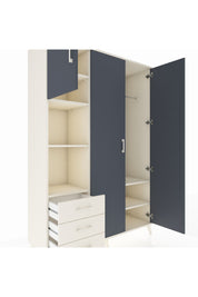 Hyperion Dolap 6 Raflı 3 Çekmeceli Tek Askılı 132x44x195 Aytaşı-Antrasit/Aytaşı