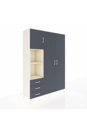 Hyperion Dolap 6 Raflı 3 Çekmeceli Tek Askılı 132x44x195 Aytaşı-Antrasit/Antrasit