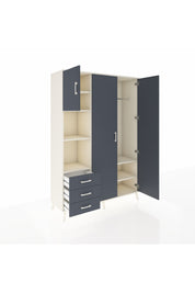 Hyperion Dolap 6 Raflı 3 Çekmeceli Tek Askılı 132x44x195 Aytaşı-Antrasit/Antrasit