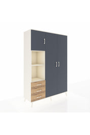 Hyperion Dolap 6 Raflı 3 Çekmeceli Tek Askılı 132x44x195 Aytaşı-Antrasit/Çam