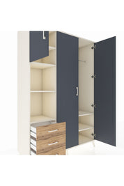 Hyperion Dolap 6 Raflı 3 Çekmeceli Tek Askılı 132x44x195 Aytaşı-Antrasit/Çam