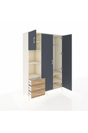 Hyperion Dolap 6 Raflı 3 Çekmeceli Tek Askılı 132x44x195 Aytaşı-Antrasit/Çam