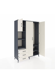 Hyperion Dolap 6 Raflı 3 Çekmeceli Tek Askılı 132x44x195 Antrasit-Aytaşı/Aytaşı