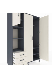 Hyperion Dolap 6 Raflı 3 Çekmeceli Tek Askılı 132x44x195 Antrasit-Aytaşı/Aytaşı