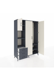 Hyperion Dolap 6 Raflı 3 Çekmeceli Tek Askılı 132x44x195 Antrasit-Aytaşı/Antrasit