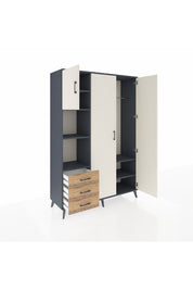 Hyperion Dolap 6 Raflı 3 Çekmeceli Tek Askılı 132x44x195 Antrasit-Aytaşı/Çam