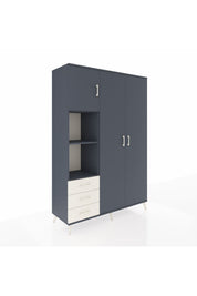 Hyperion Dolap 6 Raflı 3 Çekmeceli Tek Askılı 132x44x195 Antrasit-Antrasit/Aytaşı