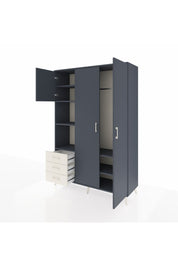 Hyperion Dolap 6 Raflı 3 Çekmeceli Tek Askılı 132x44x195 Antrasit-Antrasit/Aytaşı