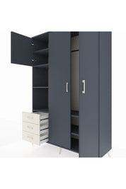 Hyperion Dolap 6 Raflı 3 Çekmeceli Tek Askılı 132x44x195 Antrasit-Antrasit/Aytaşı