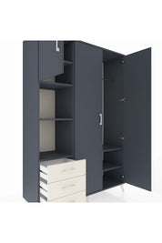 Hyperion Dolap 6 Raflı 3 Çekmeceli Tek Askılı 132x44x195 Antrasit-Antrasit/Aytaşı