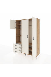 Hyperion Dolap 6 Raflı 3 Çekmeceli Tek Askılı 132x44x195 Çam-Aytaşı/Aytaşı