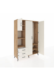 Hyperion Dolap 6 Raflı 3 Çekmeceli Tek Askılı 132x44x195 Çam-Aytaşı/Aytaşı