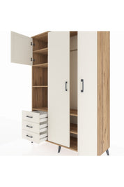 Hyperion Dolap 6 Raflı 3 Çekmeceli Tek Askılı 132x44x195 Çam-Aytaşı/Aytaşı