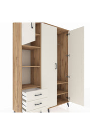 Hyperion Dolap 6 Raflı 3 Çekmeceli Tek Askılı 132x44x195 Çam-Aytaşı/Aytaşı