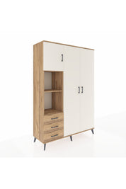 Hyperion Dolap 6 Raflı 3 Çekmeceli Tek Askılı 132x44x195 Çam-Aytaşı/Çam