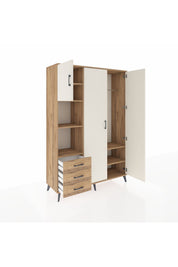 Hyperion Dolap 6 Raflı 3 Çekmeceli Tek Askılı 132x44x195 Çam-Aytaşı/Çam