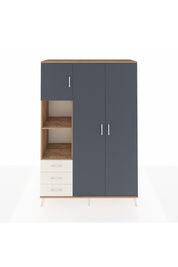 Hyperion Dolap 6 Raflı 3 Çekmeceli Tek Askılı 132x44x195 Çam-Antrasit/Aytaşı