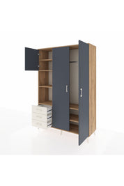 Hyperion Dolap 6 Raflı 3 Çekmeceli Tek Askılı 132x44x195 Çam-Antrasit/Aytaşı