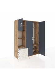 Hyperion Dolap 6 Raflı 3 Çekmeceli Tek Askılı 132x44x195 Çam-Antrasit/Aytaşı