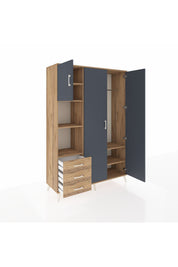 Hyperion Dolap 6 Raflı 3 Çekmeceli Tek Askılı 132x44x195 Çam-Antrasit/Çam