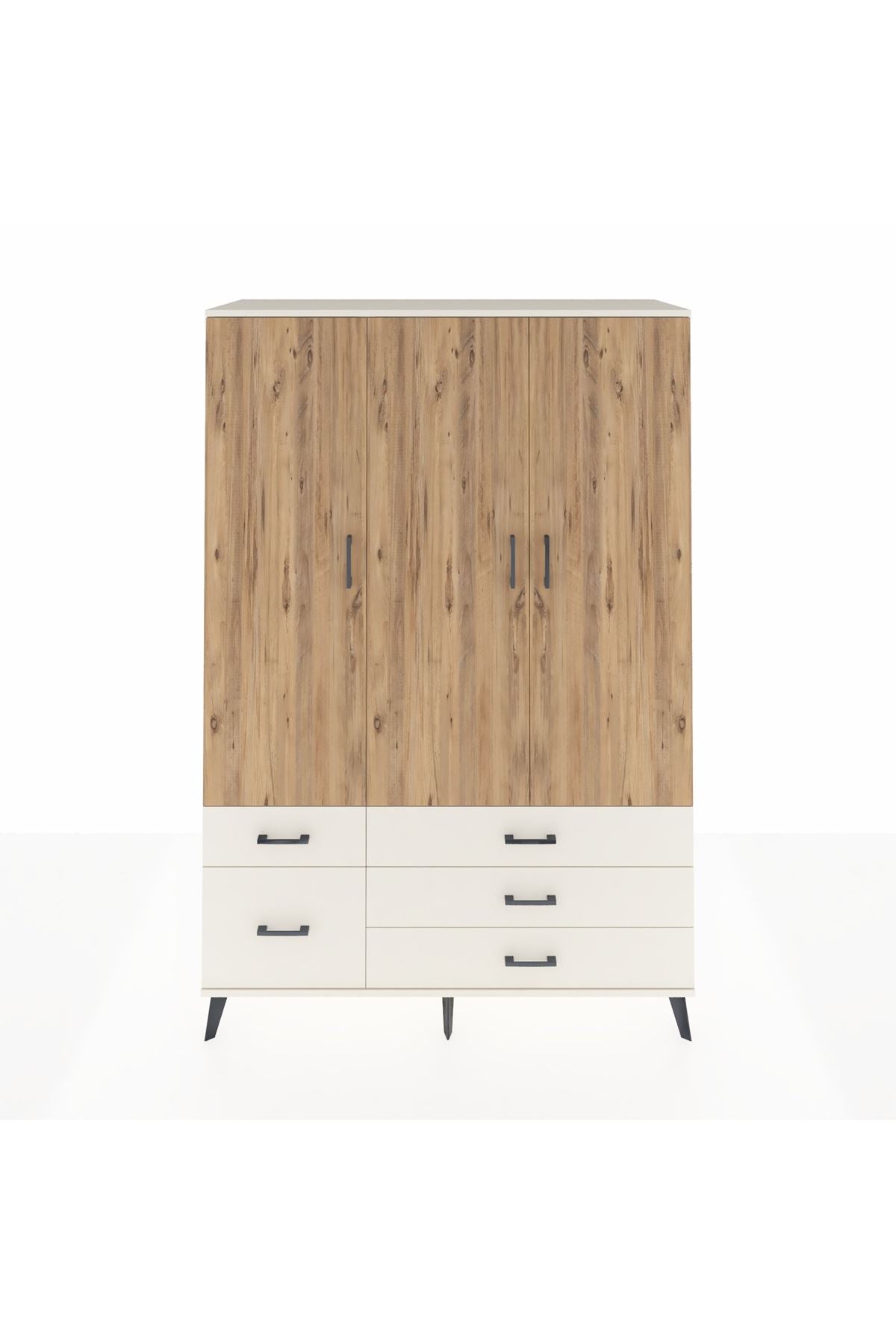 Hyperion Dolap 5 Raflı 5 Çekmeceli Tek Askılı 132x44x195 Aytaşı-Çam/Aytaşı