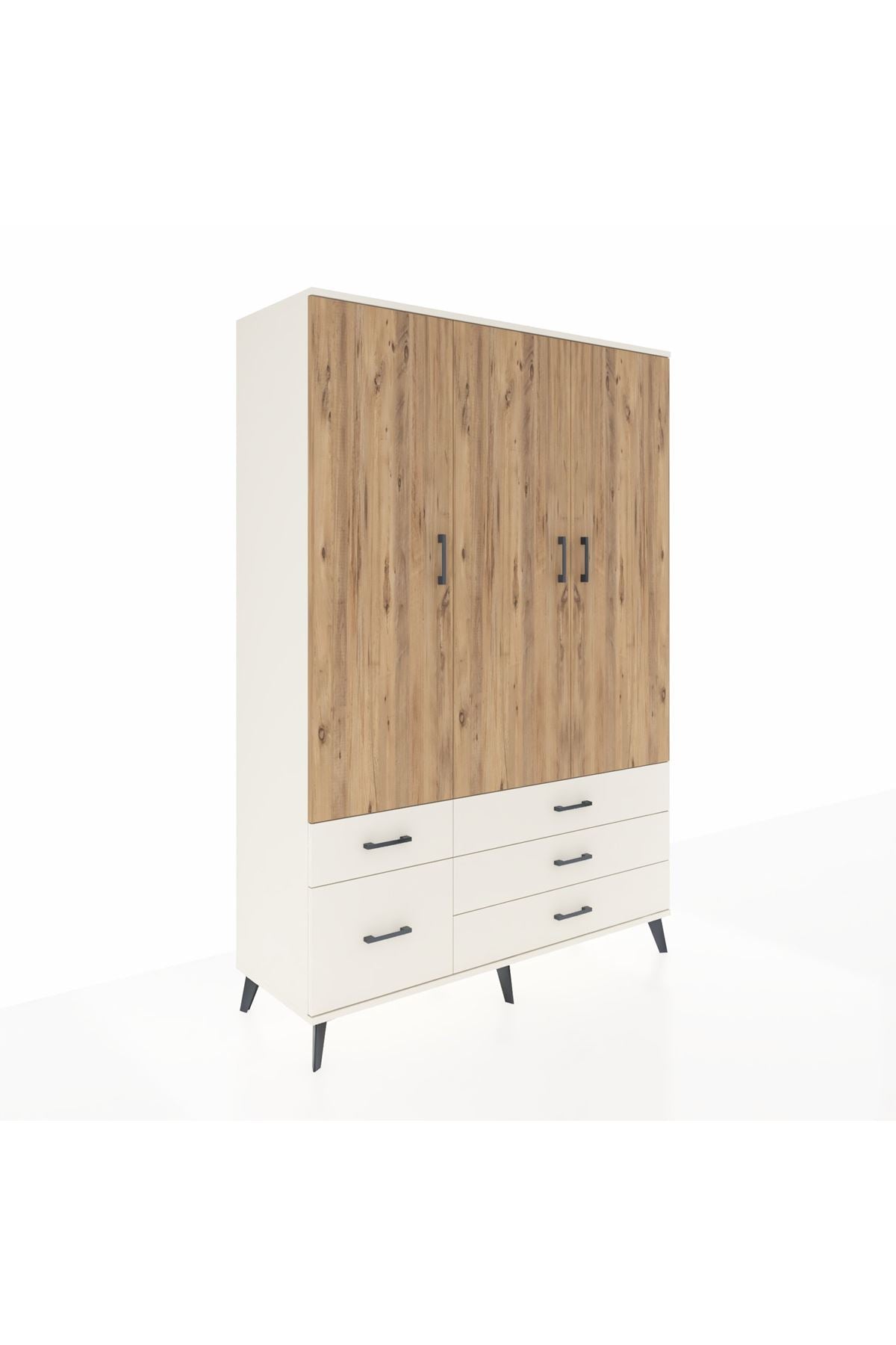 Hyperion Dolap 5 Raflı 5 Çekmeceli Tek Askılı 132x44x195 Aytaşı-Çam/Aytaşı