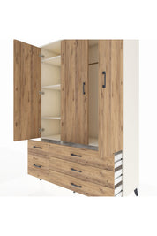 Hyperion Dolap 5 Raflı 5 Çekmeceli Tek Askılı 132x44x195 Aytaşı-Çam/Çam