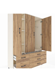 Hyperion Dolap 5 Raflı 5 Çekmeceli Tek Askılı 132x44x195 Aytaşı-Çam/Çam