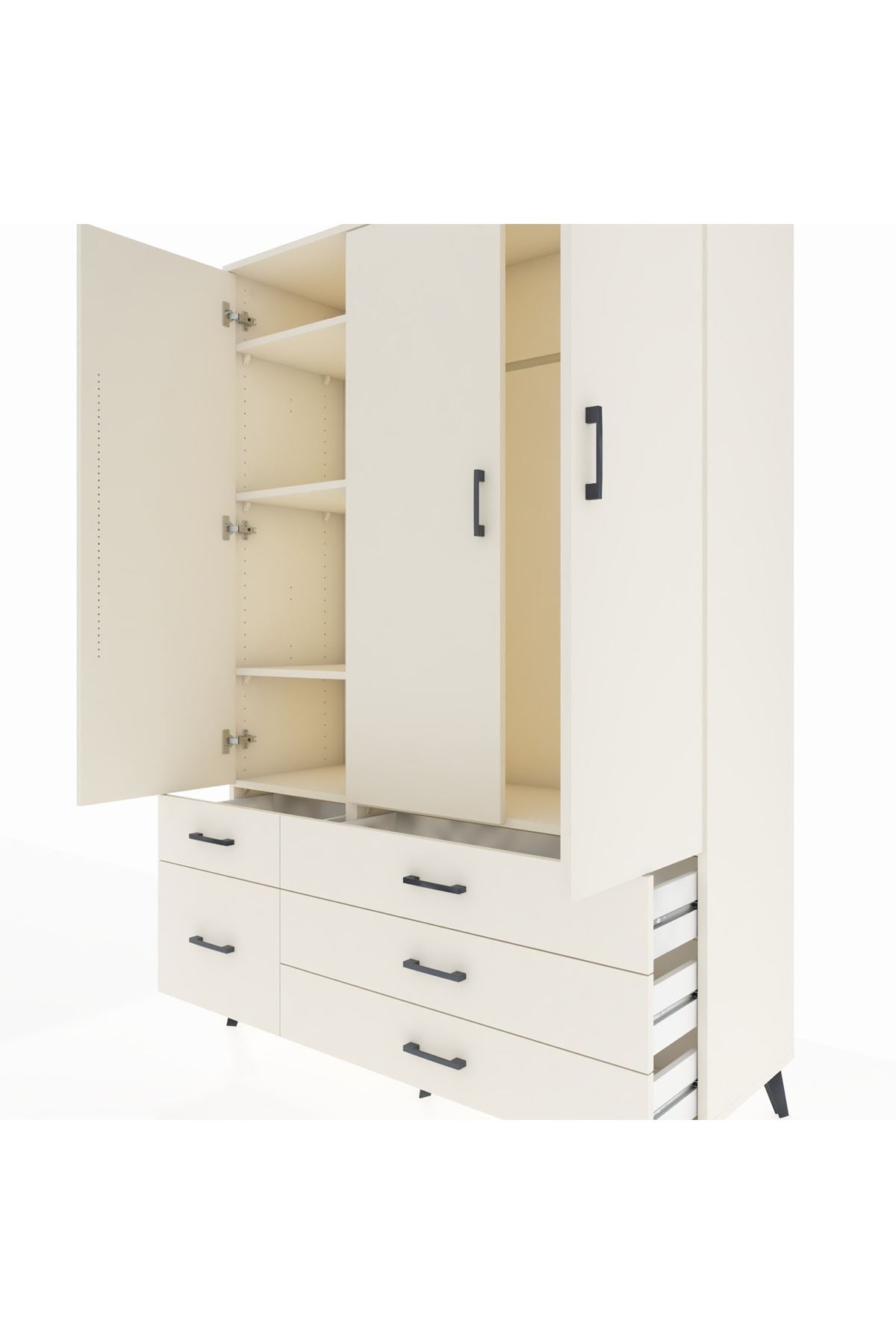 Hyperion Dolap 5 Raflı 5 Çekmeceli Tek Askılı 132x44x195 Aytaşı-Aytaşı/Aytaşı